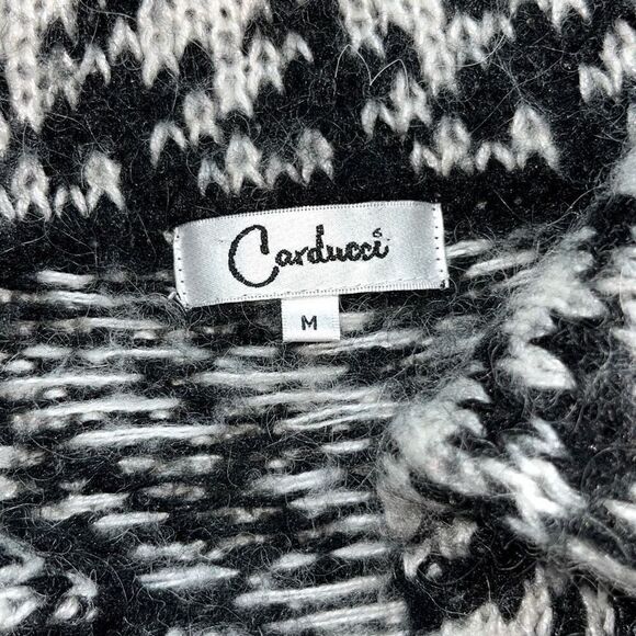 CARDUCCI Black/ White Wool blend Knit LONG 5 Buttons Sweater jacket , Size M - Picture 3 of 12